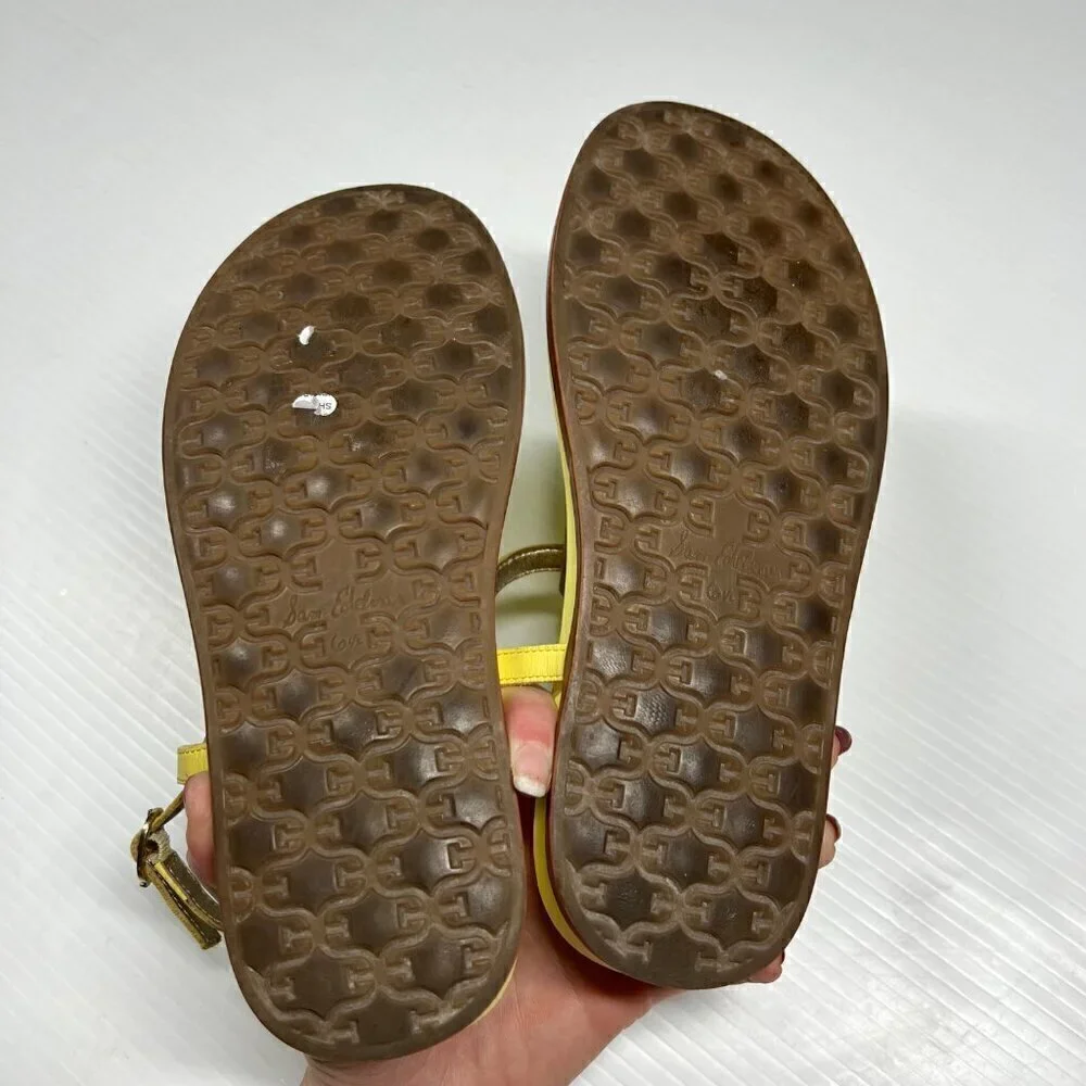 Sam Edelman Yellow Croc Naomi Wedge Thong Sandals Size 6.5